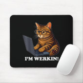 Funny Cat Im Werkin Working From Home Cat On Lapto Muismat (Met muis)