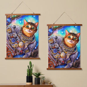 Funny Cat in Action   Astronaut Cat Hangend Wandkleed