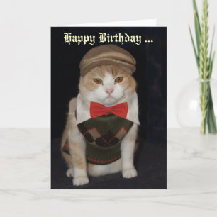 Funny Cat in Argyle Sweater  Card Kaart