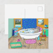 Funny Cat in Bath 65 Briefkaart (Voorkant / Achterkant)