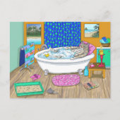 Funny Cat in Bath 65 Briefkaart (Voorkant)