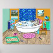 Funny Cat in Bath 65 Poster (Voorkant)