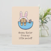 Funny Cat in Bunny Costume Easter Feestdagenkaart (Staand voorkant)