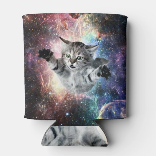 Funny cat in de ruimte blikjeskoeler (Achterkant)