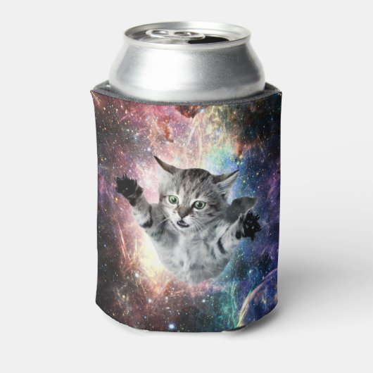 Funny cat in de ruimte blikjeskoeler (Blikje Achterkant)