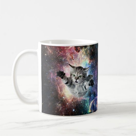 Funny cat in de ruimte koffiemok (Links)