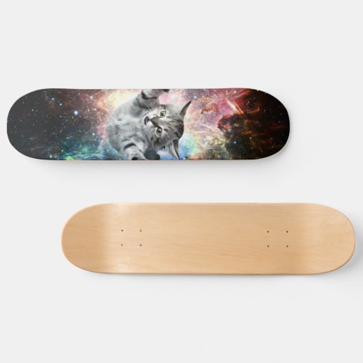 Funny cat in de ruimte persoonlijk skateboard (Horizontaal)