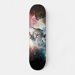 Funny cat in de ruimte persoonlijk skateboard