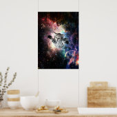 Funny cat in de ruimte poster (Keuken)