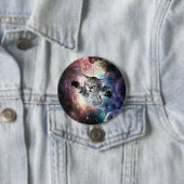 Funny cat in de ruimte ronde button 7,6 cm (In situ)