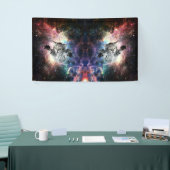 Funny cat in de ruimte spandoek (Beurs)