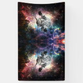 Funny cat in de ruimte spandoek (Verticaal)