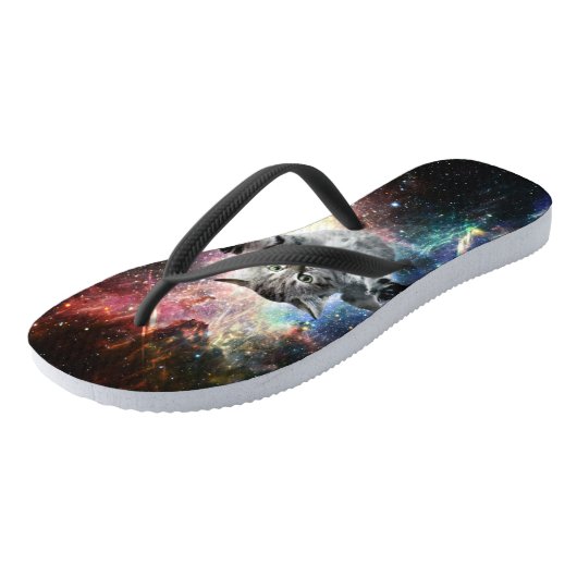 Funny cat in de ruimte teenslippers (Schuin)