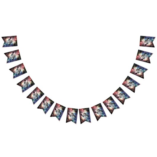 Funny cat in de ruimte vlaggetjes (Alle)