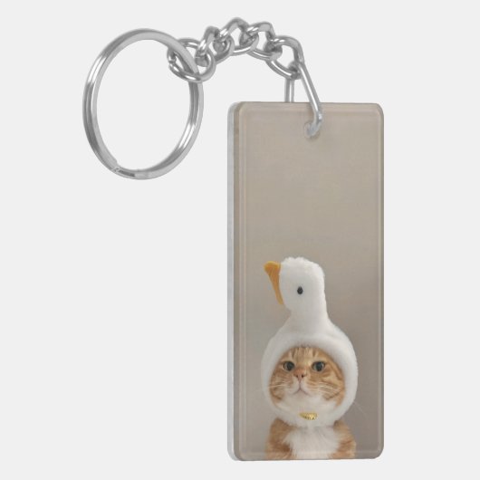 Funny Cat in Duck Pet Sleutelhanger – Leuke dieren (Voorkant Links)