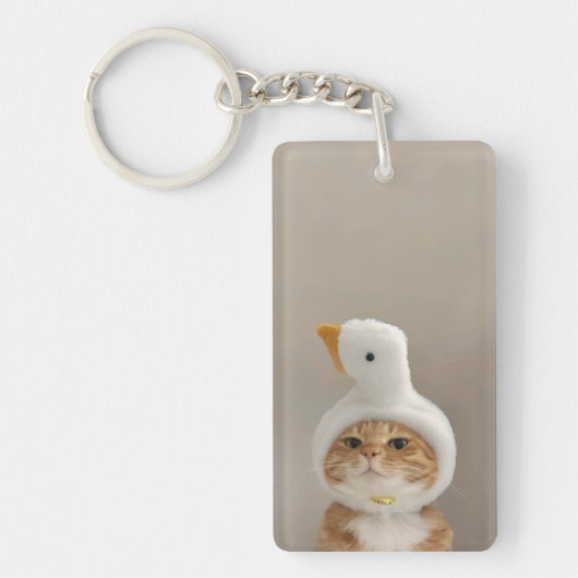 Funny Cat in Duck Pet Sleutelhanger – Leuke dieren (Voorkant)