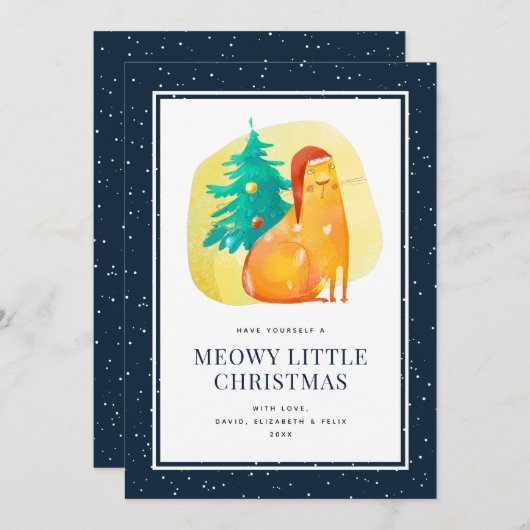 Funny Cat In Een Pet Kerst Kaart (Voorkant / Achterkant)