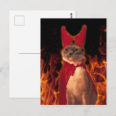 Funny Cat in Halloween Devil Costume Briefkaart (Voorkant / Achterkant)