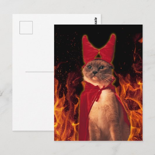 Funny Cat in Halloween Devil Costume Briefkaart (Voorkant / Achterkant)