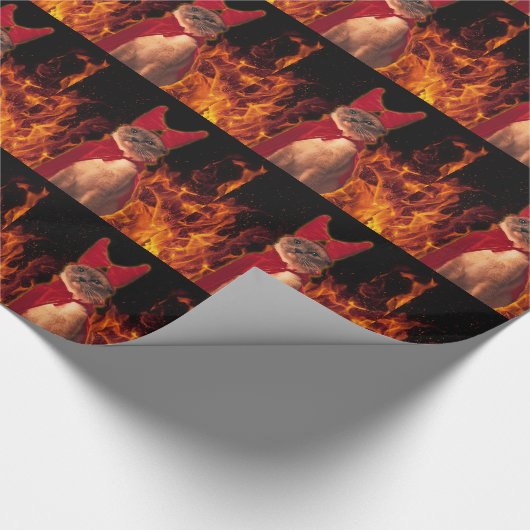 Funny Cat in Halloween Devil Costume Cadeaupapier (Hoek)