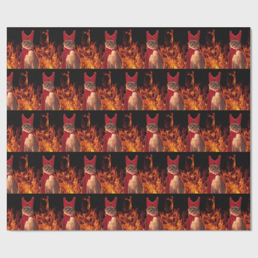 Funny Cat in Halloween Devil Costume Cadeaupapier (Vlak)