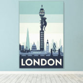 Funny cat in London Canvas Afdruk (Insitu (Houten vloer))