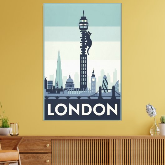 Funny cat in London Canvas Afdruk (Insitu (Woonkamer))