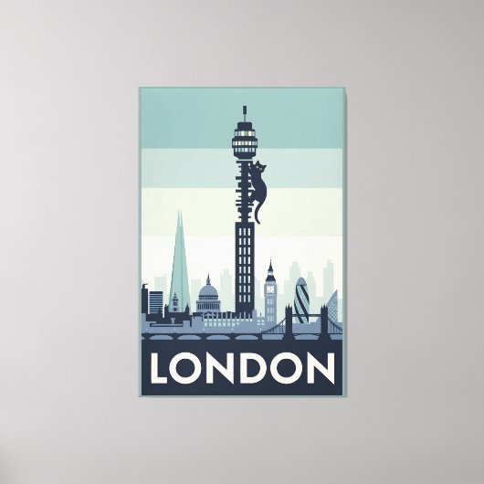 Funny cat in London Canvas Afdruk (Voorkant)