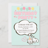 Funny Cat in Pet Birthday Invitation Kaart (Voorkant)