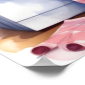 Funny Cat in Pyjama Doing Wasserij Poster (Hoek)