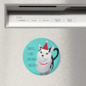 Funny Cat in Santa Hat gepersonaliseerd Magneet (Insitu (Vaatwasser))