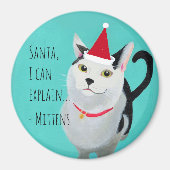 Funny Cat in Santa Hat gepersonaliseerd Magneet (Voorkant)