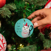 Funny Cat in Santa Hat gepersonaliseerd Ornament