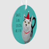 Funny Cat in Santa Hat gepersonaliseerd Ornament (voorkant)