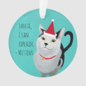 Funny Cat in Santa Hat gepersonaliseerd Ornament (voorkant)