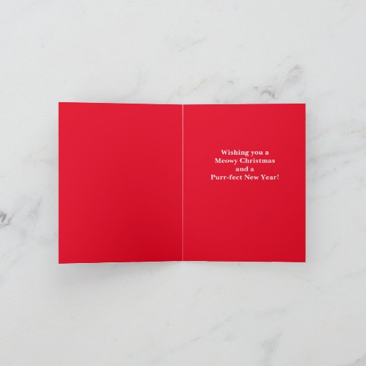 Funny Cat in Santa Suit Christma Card Feestdagen Kaart (Binnen)