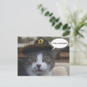 Funny Cat in Sombrero Briefkaart (Staand voorkant)