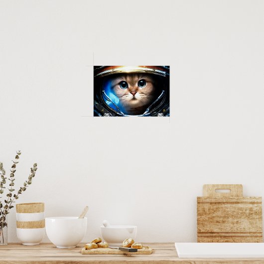 Funny Cat in Space Helmet Poster (Keuken)