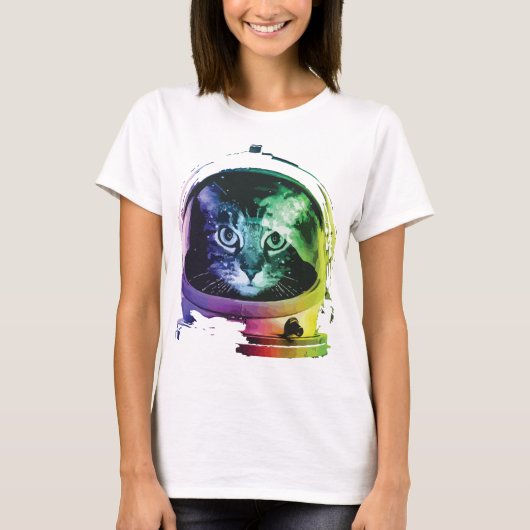 Funny Cat in Space T-Shirt (Voorkant)