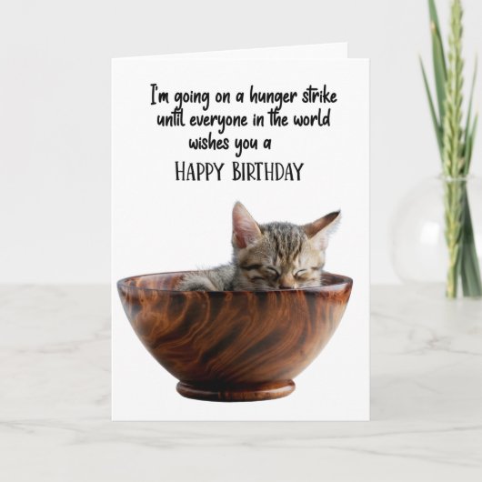 Funny Cat Inside a Bowl Birthday Wenskaart  Kaart (Voorkant)