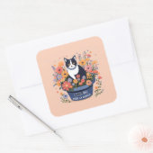 Funny Cat Inspirerend Quote Vierkante Sticker (Envelop)