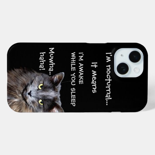 Funny Cat is Nocturnal Evil Laugh Case-Mate iPhone Case (Achterkant (horizontaal))
