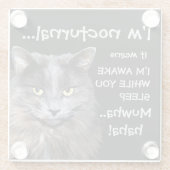 Funny Cat is Nocturnal Evil Laugh Glazen Onderzetter (Achterkant)