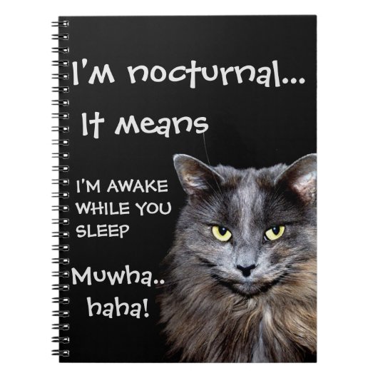 Funny Cat is Nocturnal Evil Laugh Notitieboek (Voorkant)