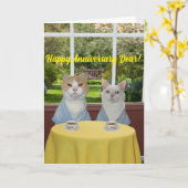 Funny Cat Jubileum Kaart voor echtgenote (Gele Bloem)