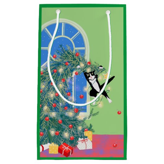 Funny Cat kerstboom Klein Cadeauzakje (Voorkant)