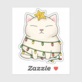 Funny Cat kerstboom Sticker (Vel)