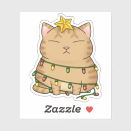 Funny Cat kerstboom Sticker