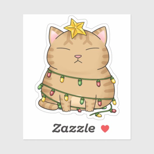 Funny Cat kerstboom Sticker (Vel)