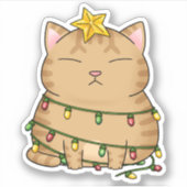 Funny Cat kerstboom Sticker (Voorkant)